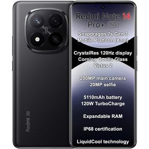 Smartphone Xiaomi Redmi Note 14 Pro+ 5G Dual Sim 6.67" 8GB/256GB Black (Global)