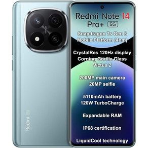 Smartphone Xiaomi Redmi Note 14 Pro+ 5G Dual Sim 6.67" 8GB/256GB Blue (Global)